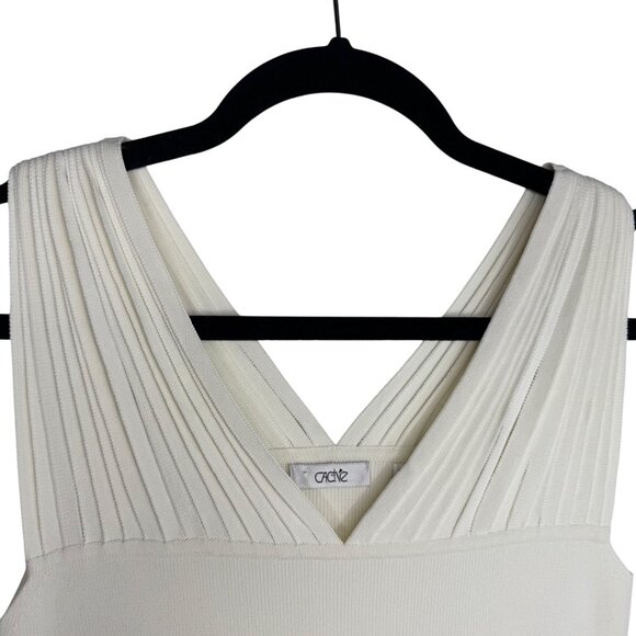 Vintage Cache Ivory Multistrap Stretch Knit V Neck Top Old Money Size Medium - Picture 2 of 7